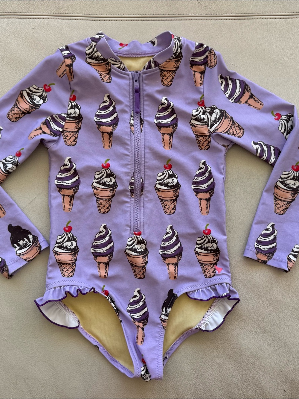 PINK CHICKEN Purple Girls' Ice Cream Arden One-Piece Rashguard Swimsuit Size 6